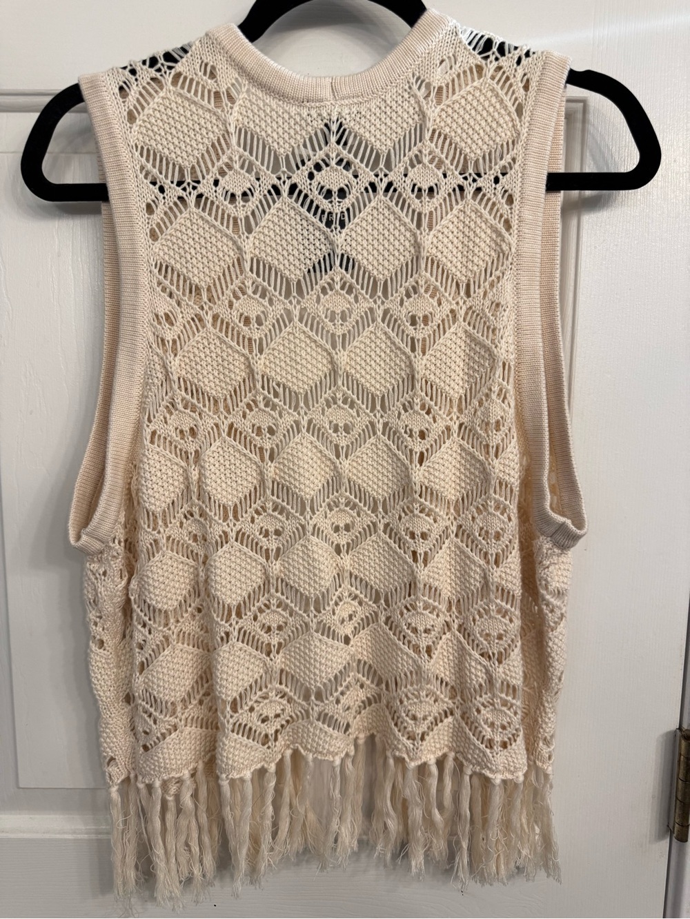 Torrid Ivory Crochet Fringe Sweater Vest - Picture 2 of 6